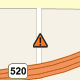 Image that shows an orange exclamation point road sign as the pushpin icon style