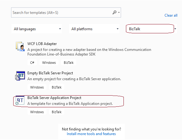 Ajouter un projet d’application dans BizTalk Server