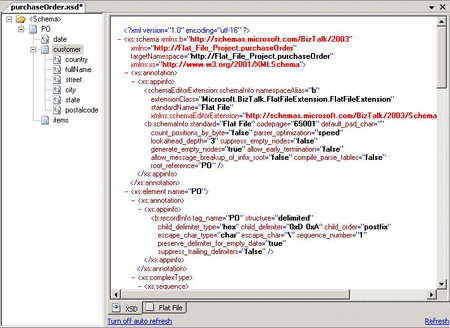 FlatFileSchemaWizard_Schema2 Image montrant les éléments enfants de l’enregistrement client.
