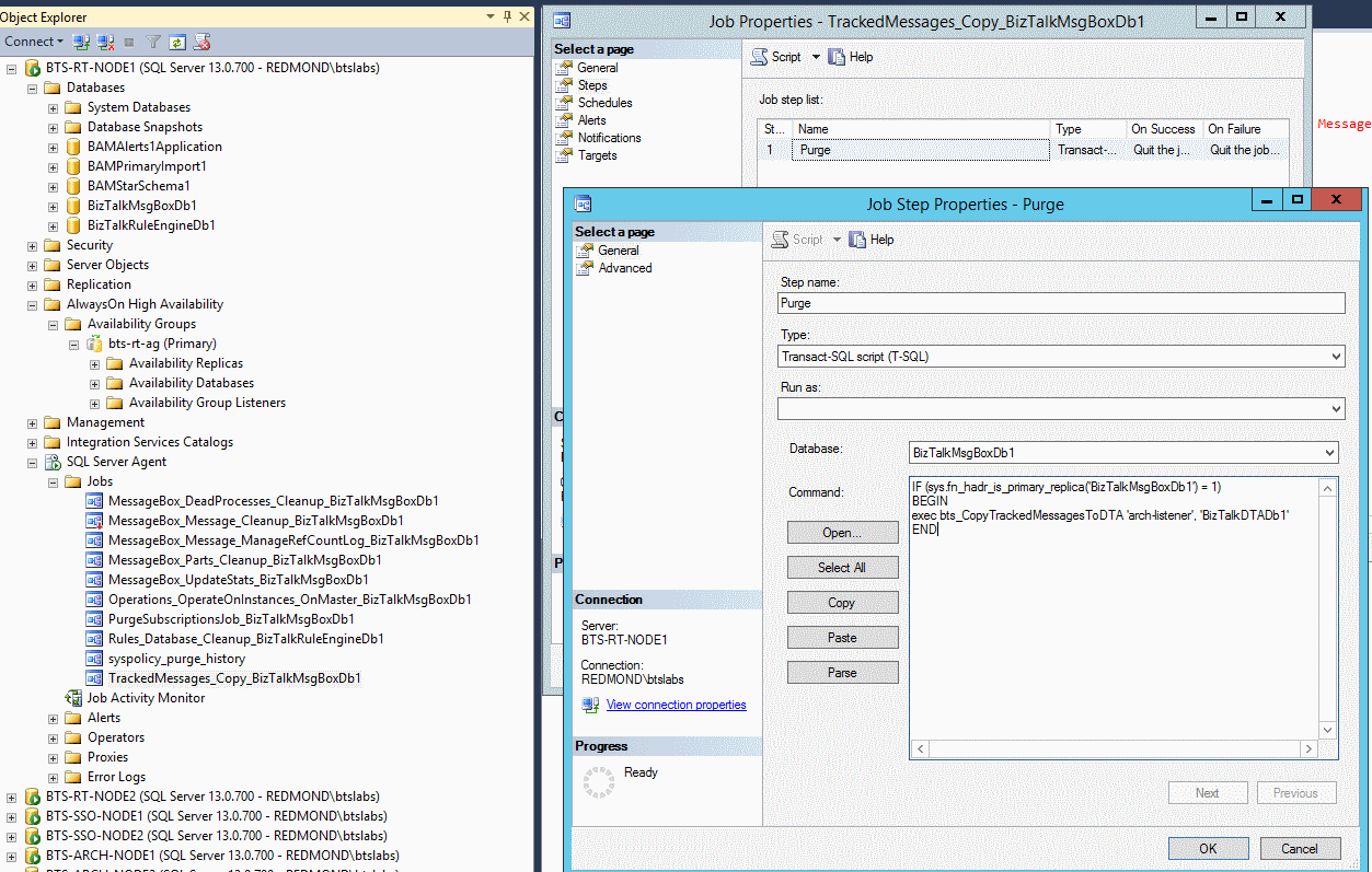 Modifiez le nom du travail SQL Agent dans le groupe de disponibilité AlwaysOn avec BizTalk Server