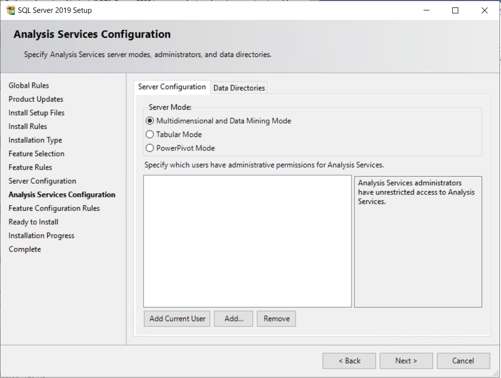 Passer d’Analysis Services du mode tabulaire au mode multidimensionnel lors de l’installation de SQL Server