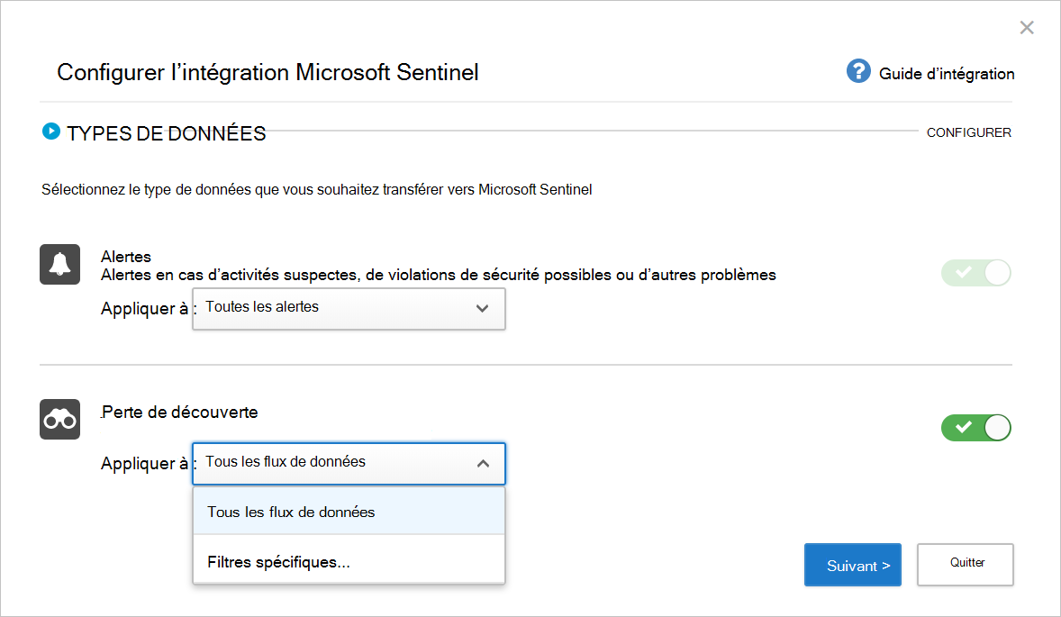Screenshot showing start page of Configure Microsoft Sentinel integration.