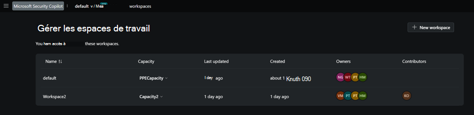 Image de la page Gérer les espaces de travail.