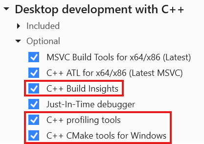 Capture d’écran du programme d'installation de Visual Studio.