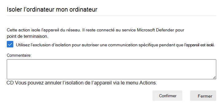 Capture d’écran montrant comment appliquer une règle d’exclusion à un appareil.