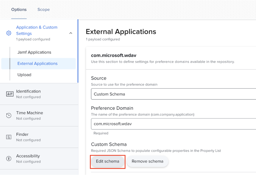 Indique où modifier le schéma des préférences Microsoft Defender pour point de terminaison à mettre à jour.
