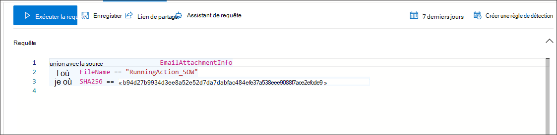 Capture d’écran montrant la même requête de guidé à avancé, mais avec un domaine limité