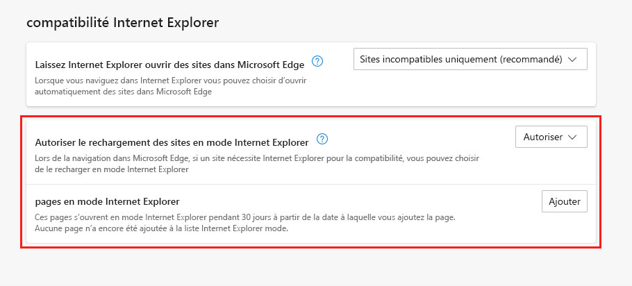 Liste des sites locaux pour le mode Internet Explorer (IE) | Microsoft Learn
