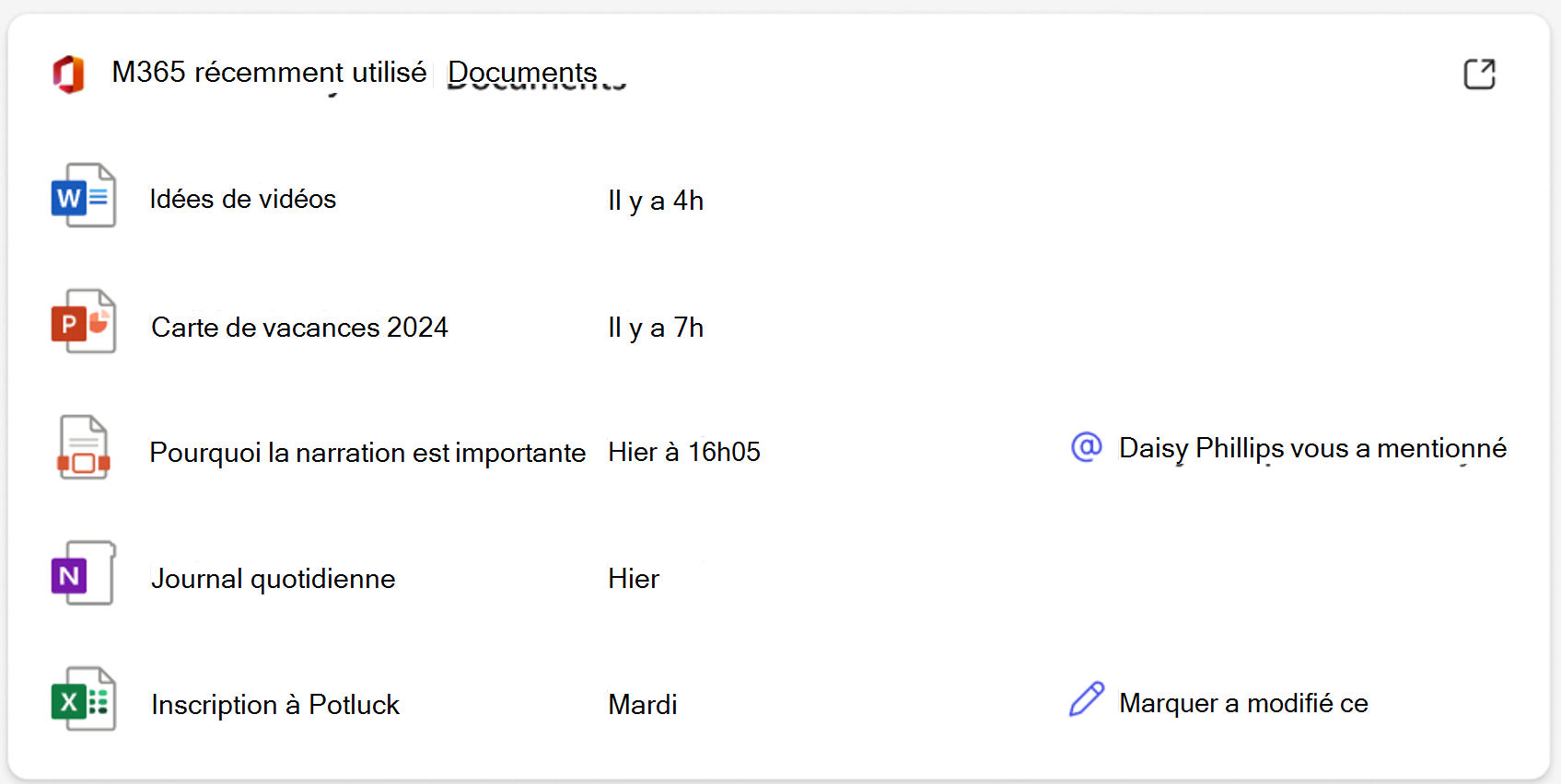 Accès rapide à la liste des fichiers