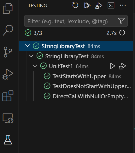 Visual Studio Code Explorateur de tests