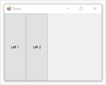 Formulaire Windows avec deux boutons ancrés à gauche.