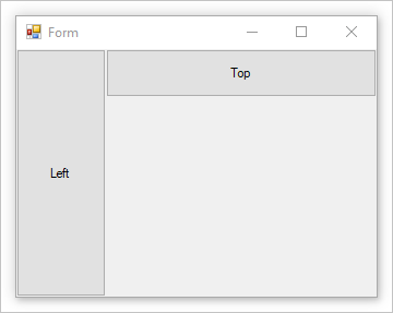 Formulaire Windows avec boutons ancrés à gauche et en haut avec la gauche étant plus grand.