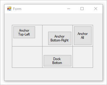 Windows Form avec contrôle de disposition de tableau.