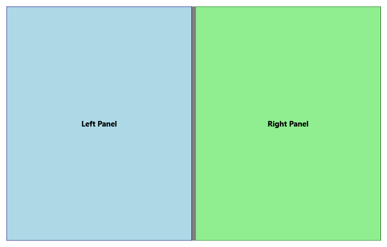 Capture d’écran d’un contrôle GridSplitter vertical séparant deux colonnes de grille.
