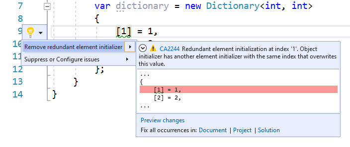 Code fix for CA2244 - Remove redundant element initializer