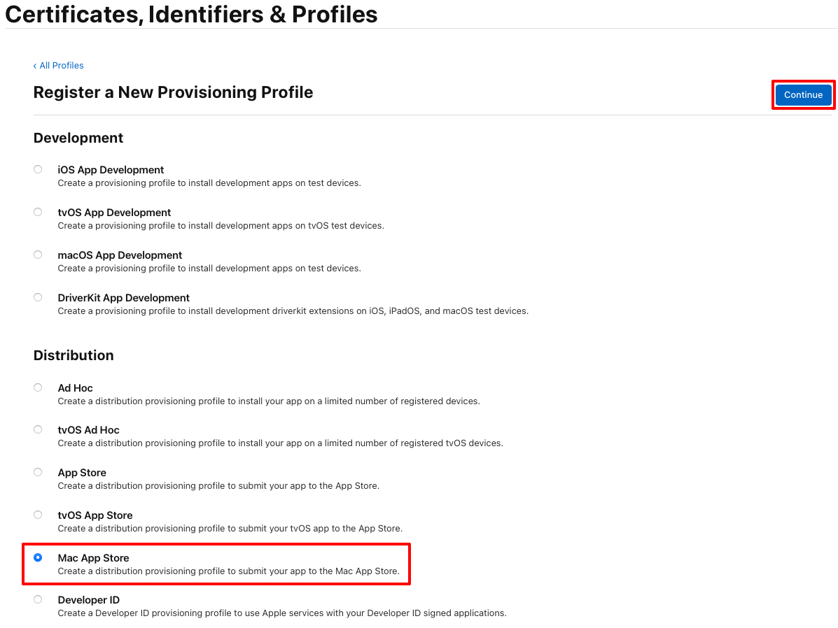 Inscrivez un profil de provisionnement pour distribution dans l’App&nbsp;Store.