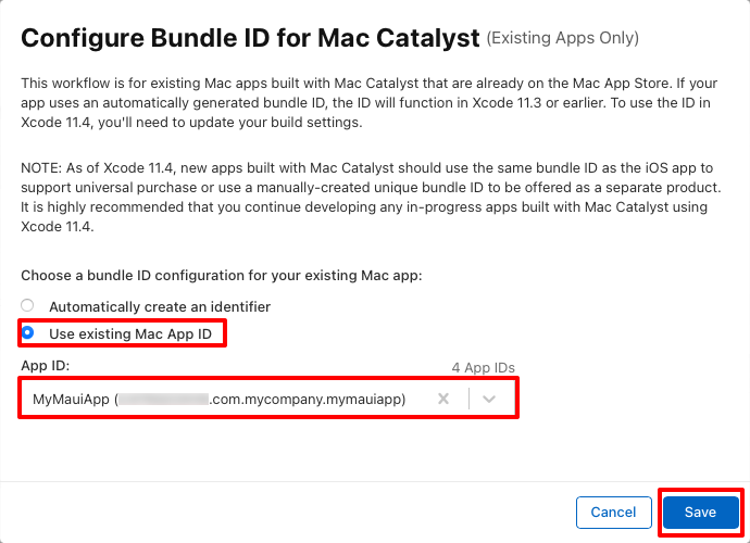 Configurez le Bundle ID pour Mac Catalyst.