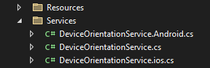 Classes DeviceOrientationService utilisant le multi-ciblage basé sur un nom de fichier.