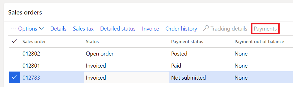 POS order that the Payments button is unavailable for.