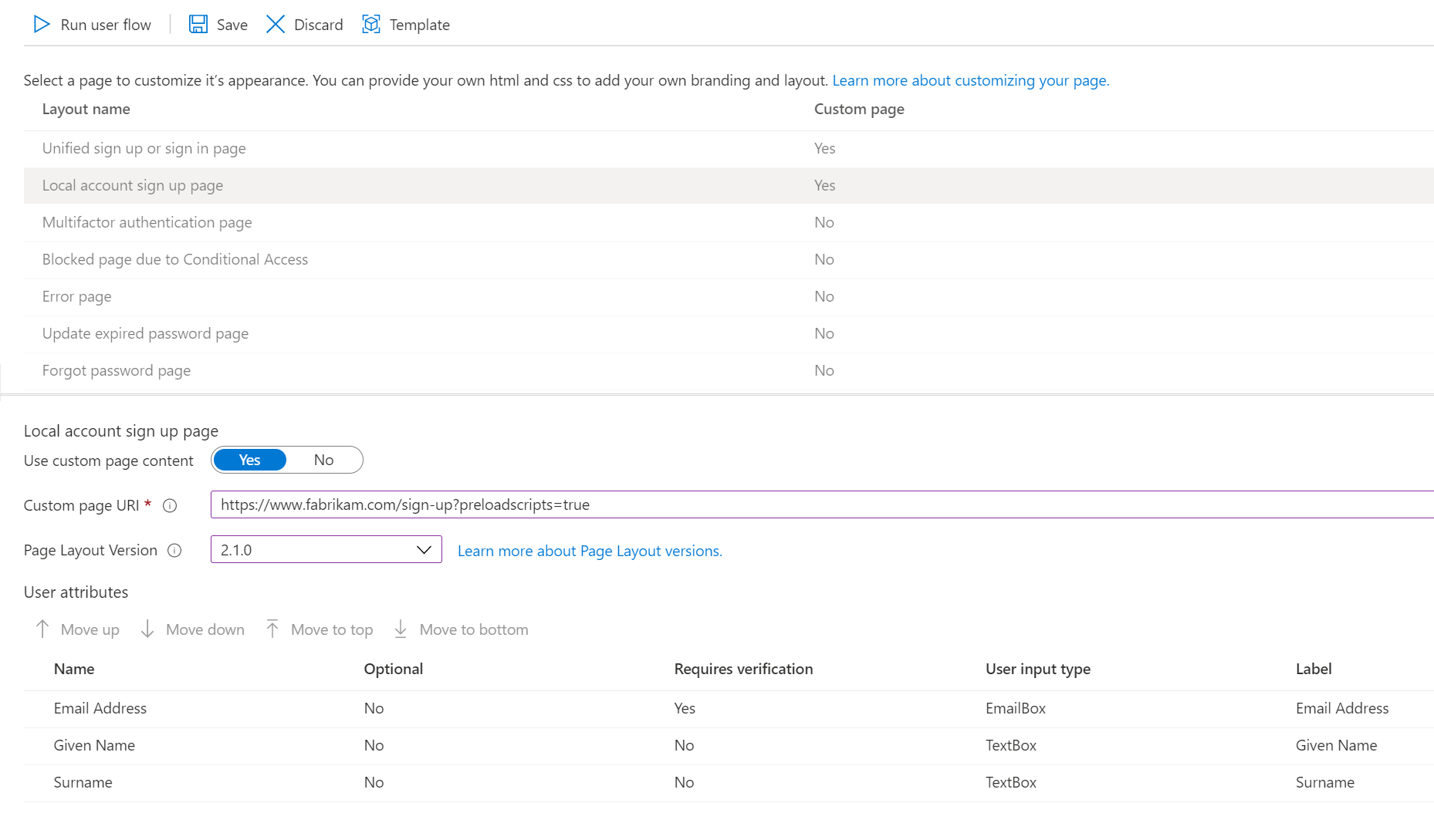 Configuration de la stratégie de page de connexion au compte local.