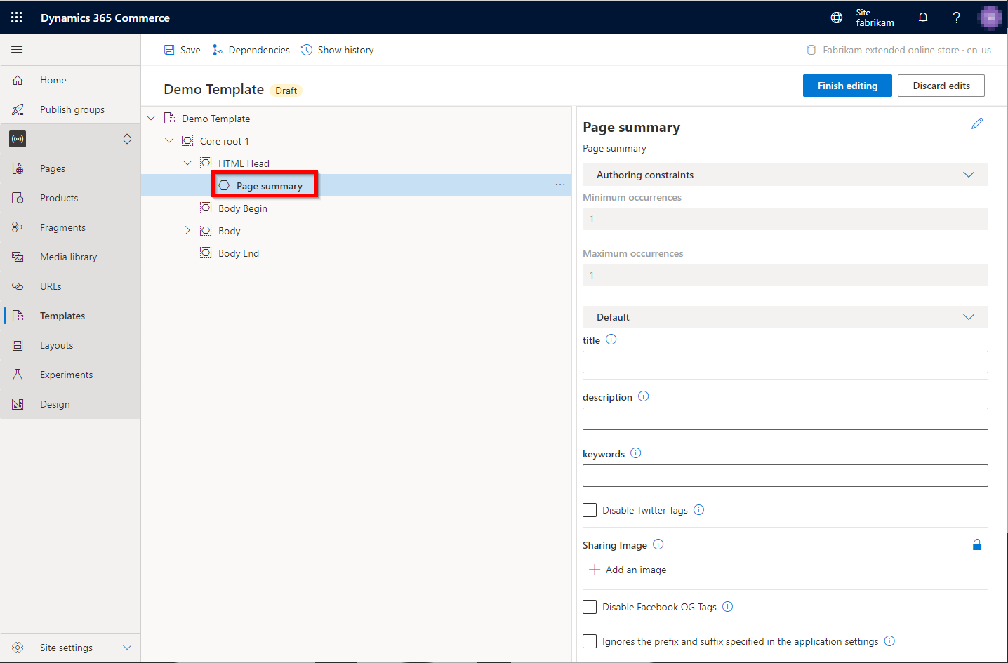 Screenshot of an added page summary module.