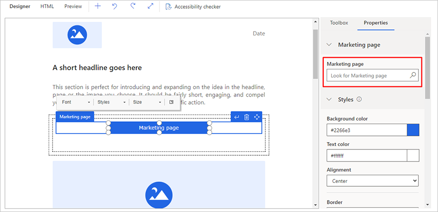 Attribuer une page à l’élément de page Attribuer une page à l’élément de page.