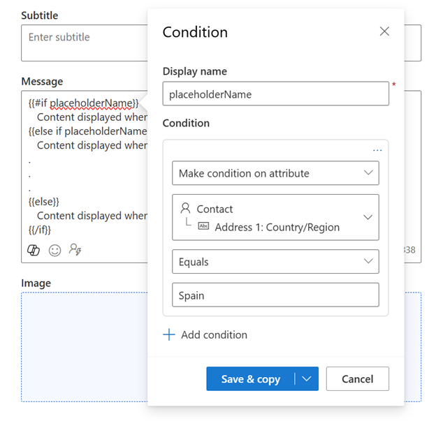 Sélectionnez une condition.