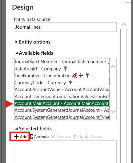 Capture d’écran du complément Excel montrant la colonne Ajouter une dimension.