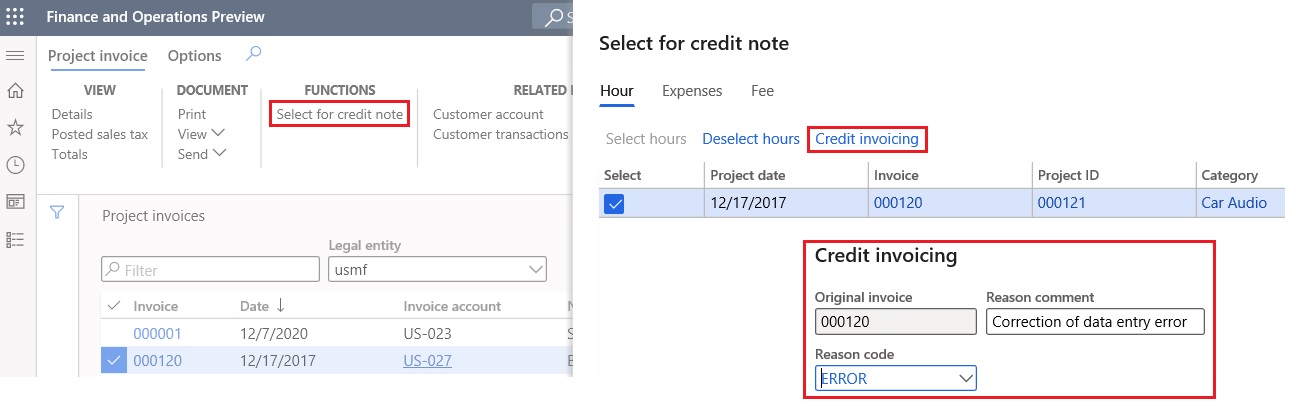 Références aux factures d'origine dans les notes de crédit - Finance |  Dynamics 365 | Microsoft Learn
