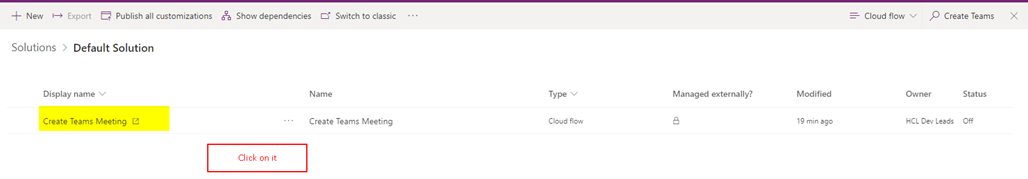 Microsoft Teams custom connector create connection in solution.