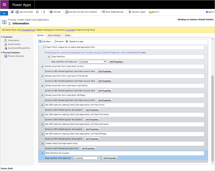 Terminer les étapes de workflow Terminez les étapes de workflow.