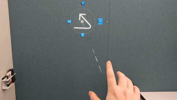 Animation de la modification d’un hologramme avec un rayon émanant de la main.
