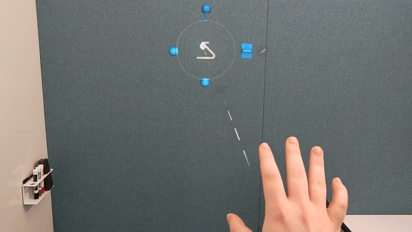 Animation de la rotation du rayon émanant de la main vers la gauche ou la droite.