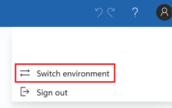 Capture d’écran montrant Profil et Changer d’environnement dans l’application PC.