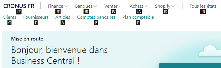 Touches d’accès avec conseils de touche en français