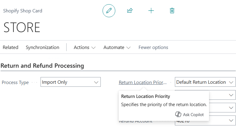 Priorité du magasin de retour