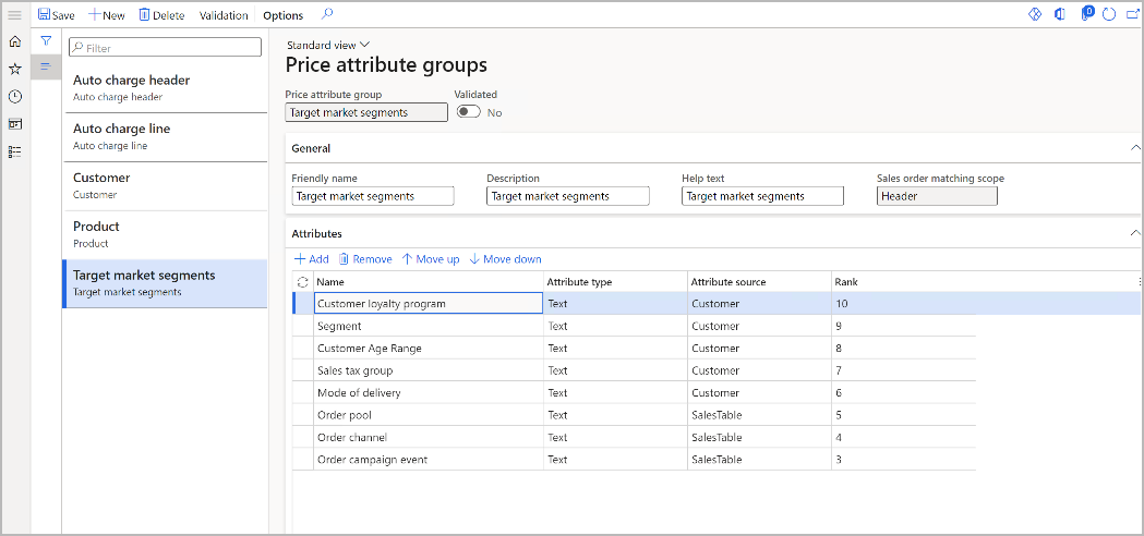 Price attribute ranks on the Price attribute groups page Price attribute ranks on the Price attribute groups page.