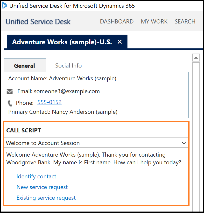 Script d'agent dans Unified Service Desk.