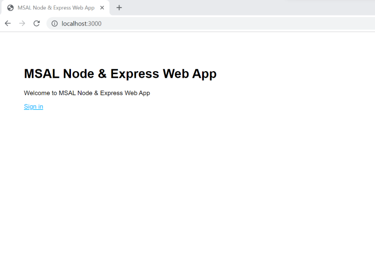 Capture d’écran de la connexion dans une application web Node.
