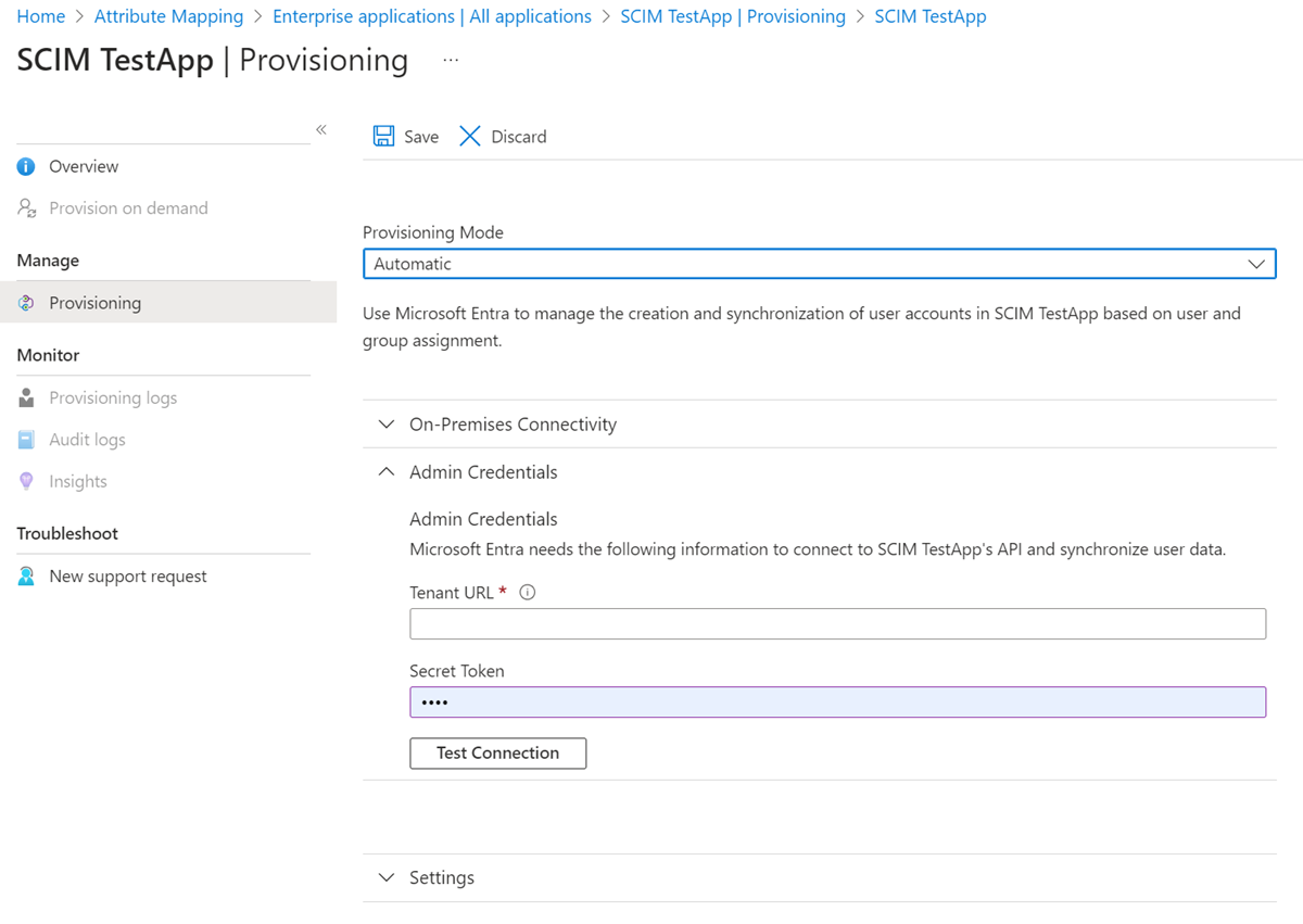 Screenshot of app provisioning page in the Microsoft Entra admin center.