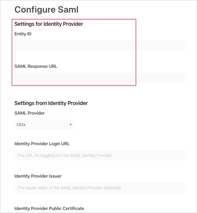ID d’entité et URL de réponse SAML à utiliser dans Azure