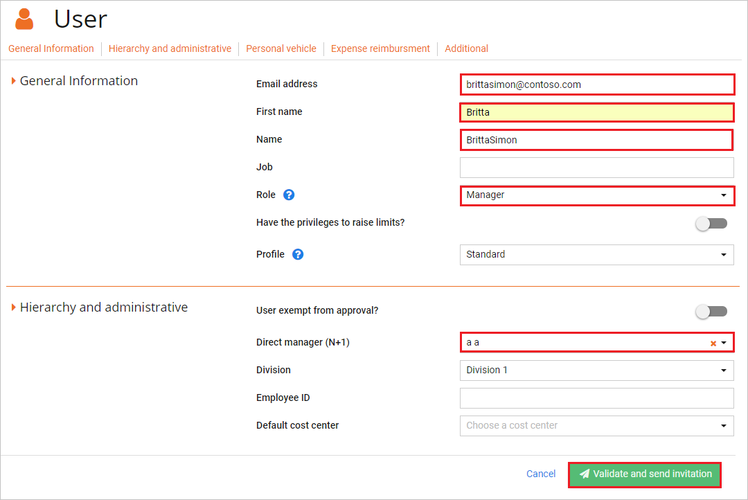 Screenshot shows the section where you can enter the values described.