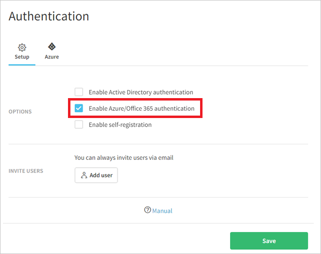 Profile Screenshot shows the Printix.net page where you can select Enable Azure/Office 365 authentication.