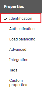 Screenshot shows Identification selected from Properties.