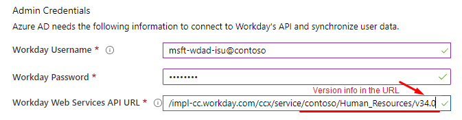 Capture d’écran montrant les informations de version de Workday
