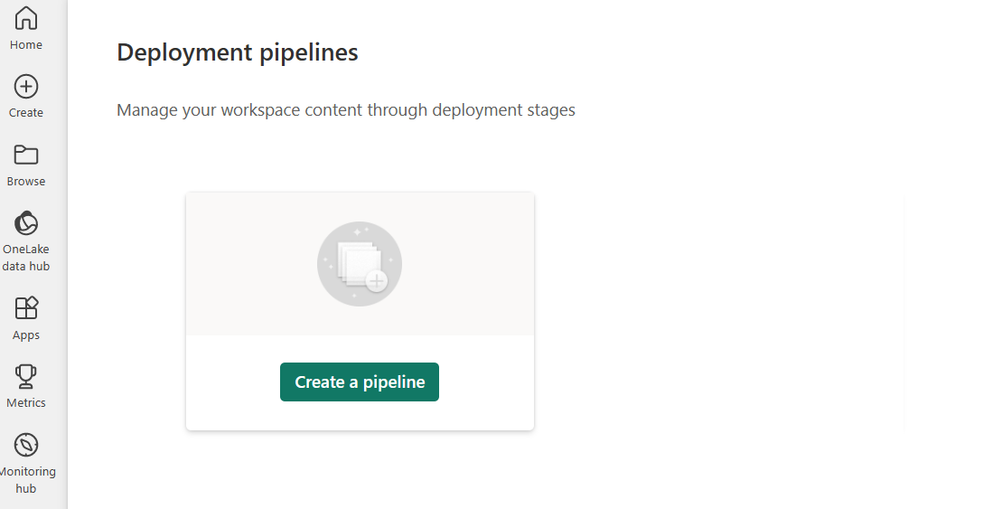 Une capture d'écran du bouton de création de pipeline.