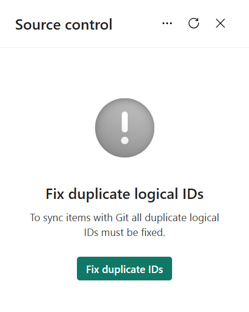 Capture d’écran du message d’erreur dans le volet de contrôle de code source sur les IDs logiques dupliqués.