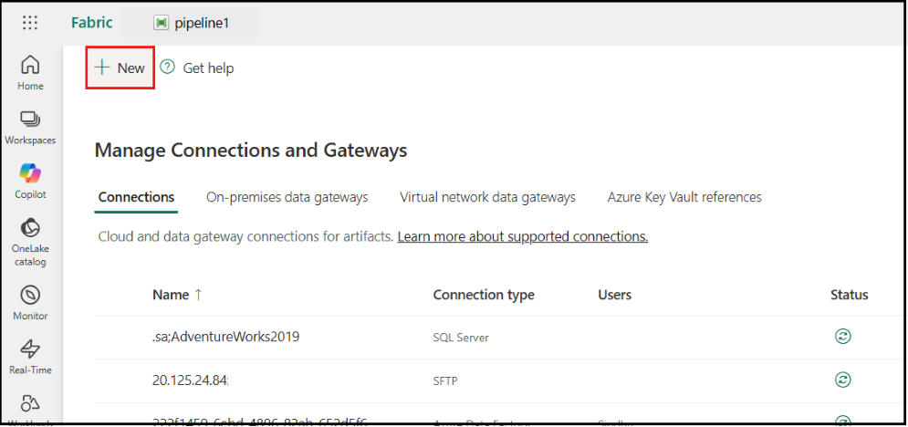 Capture d’écran de l’ajout d’une nouvelle connexion cloud.