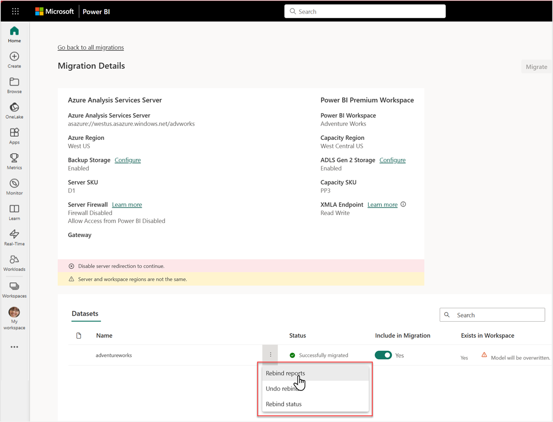Connexion au serveur de migration