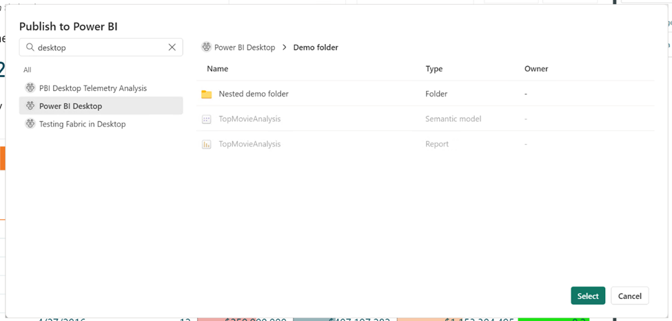 Capture d’écran montrant la sélection d’un dossier pour lequel un rapport est publié.